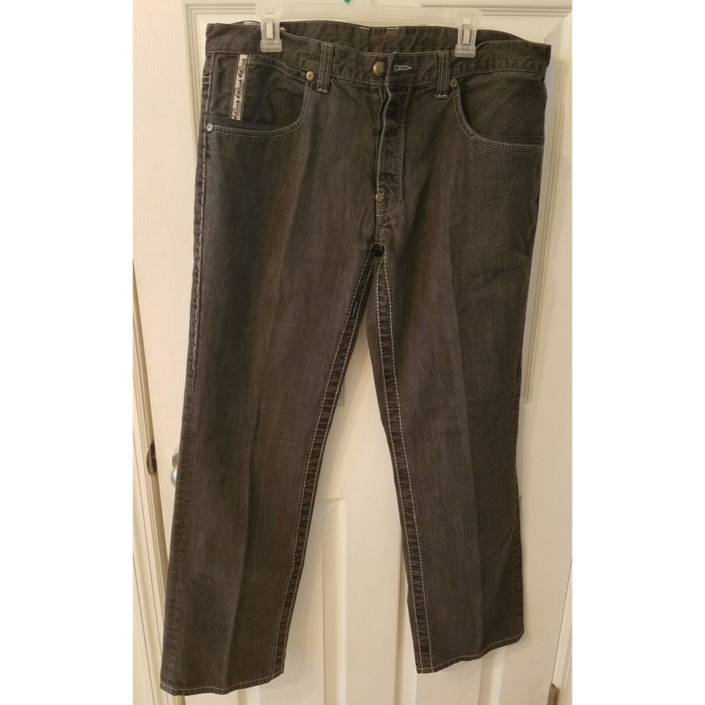 Parish Black Mens Jeans Baggy Straight HipHop Urban Button Fly Size 38x34